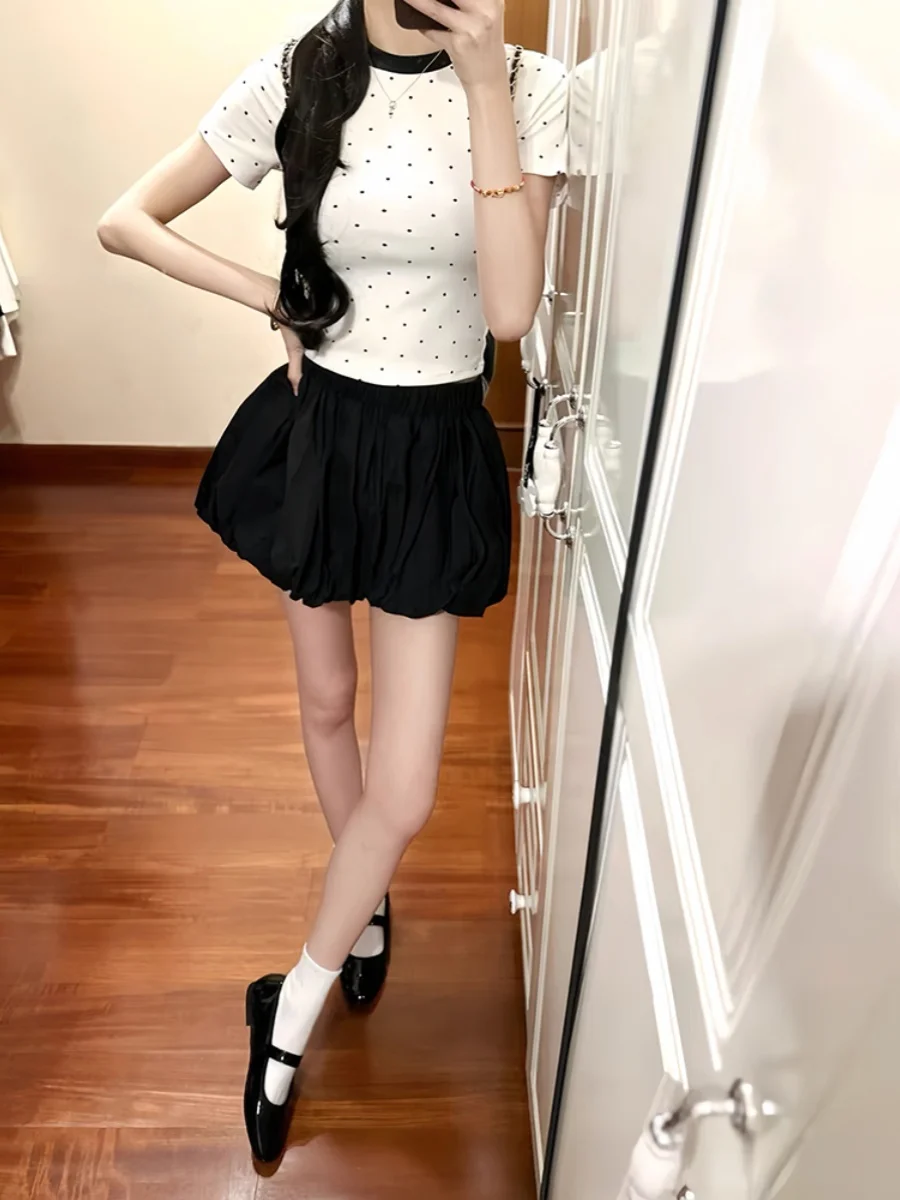 

Новая женская летняя юбка Bla Flower Bud 2024 года, с высокой талией, А-силуэта, пышная, короткая