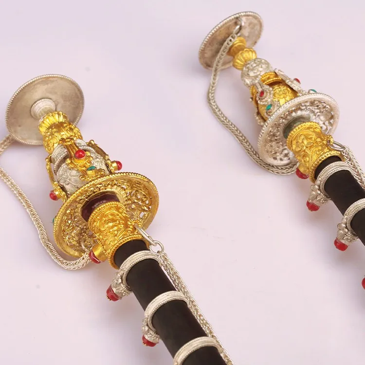 Nepalese Handmade Tibetan Trumpet, Pure Copper Ganding, Long Horn, Religious Instrument, Ritual Trumpet, 60cm Length