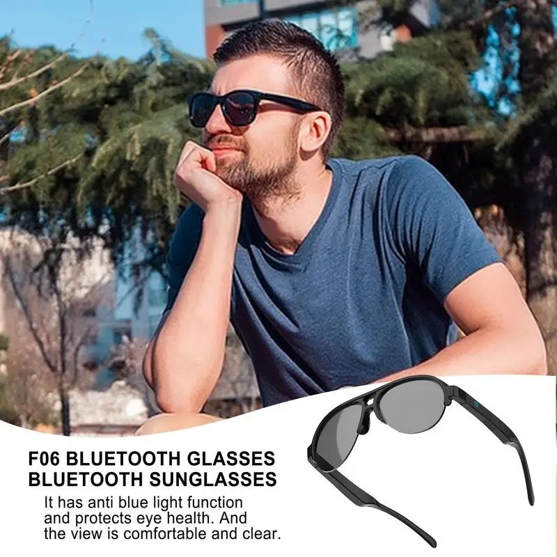 แว่นตาเทคโนโลยีนำเสียงผ่านกระดูกอัจฉริยะแว่นตากีฬากลางแจ้งป้องกันรังสียูวีแบบไร้สายประสิทธิภาพสูงสำหรับเดินและขับขี่