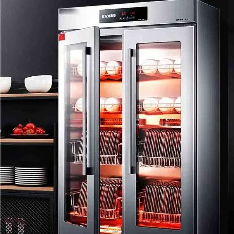 خزانة التطهير التجارية المنزلية الكهربائية 535L، خزانة، تجفيف دوران الهواء الساخن، باب مزدوج عمودي، درجة حرارة عالية #3