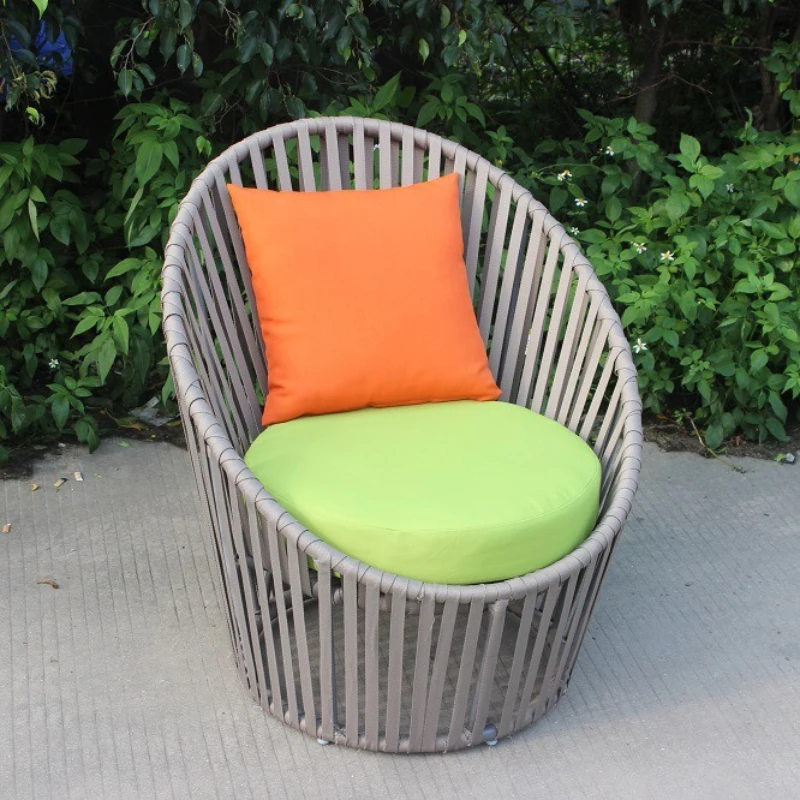 

Outdoor colorful rattan chairs Leisure balcony Indoor and outdoor cafe chairs, restaurant colorful webbing