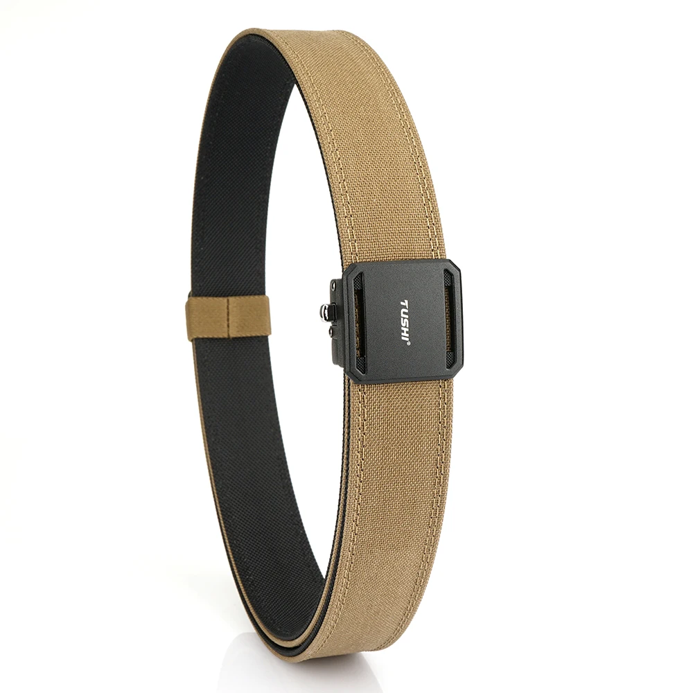 TUSHI ماركة 3.8 مسدس سميك عريض معلق بطبقة مزدوجة من قماش النايلون حزام رجالي متعدد الاستخدامات بإبزيم أوتوماتيكي تكتيكي خارجي