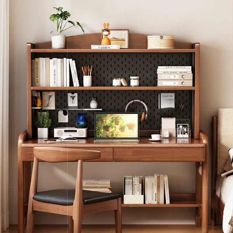 Solid wood desk Lifting children's study table with hole board Computer table Student household