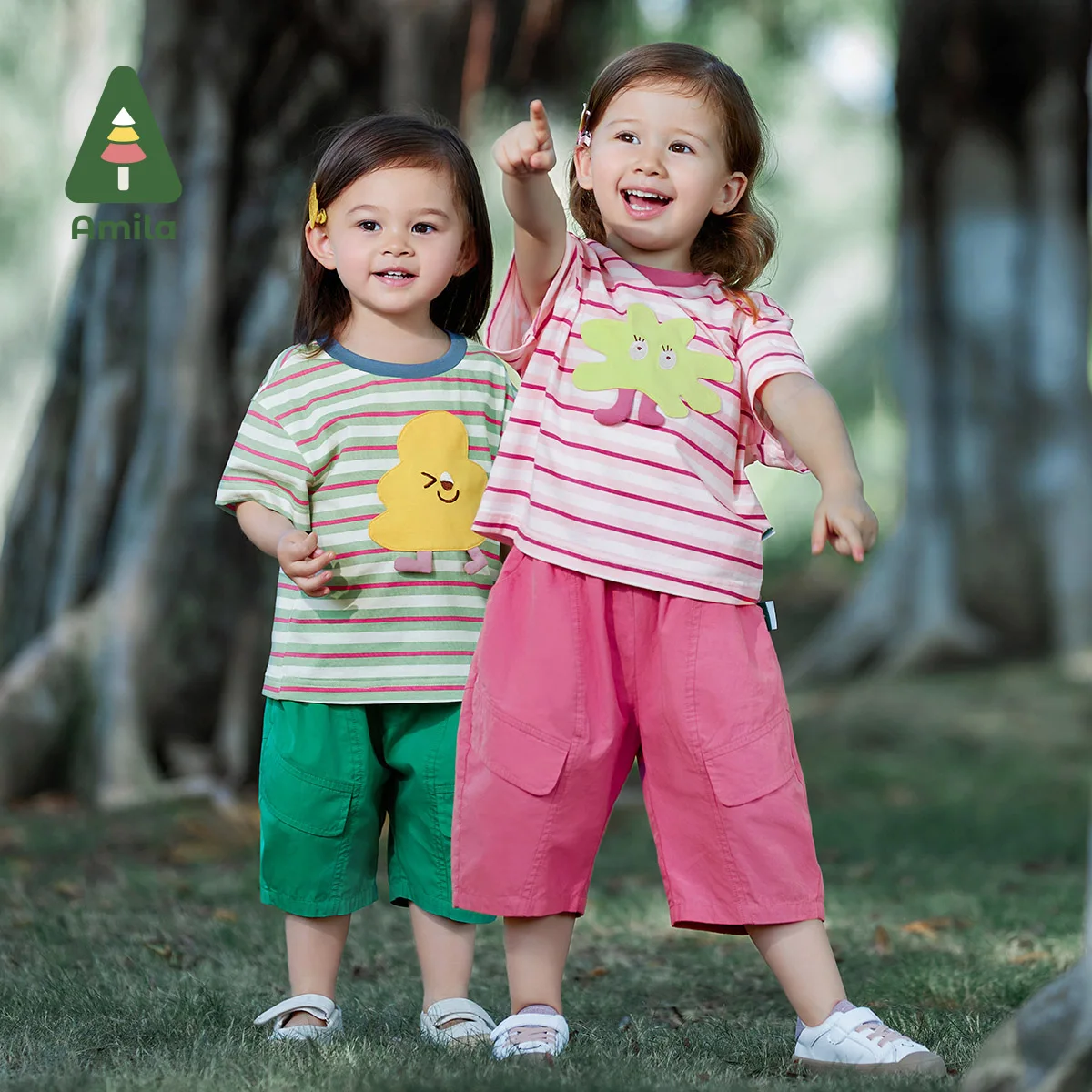 Amila Baby Pants 2023 Summer New Boys Girls Medium Trousers High Saturation Fashion All-in-one Cocoon Type Children\'s Bottoms