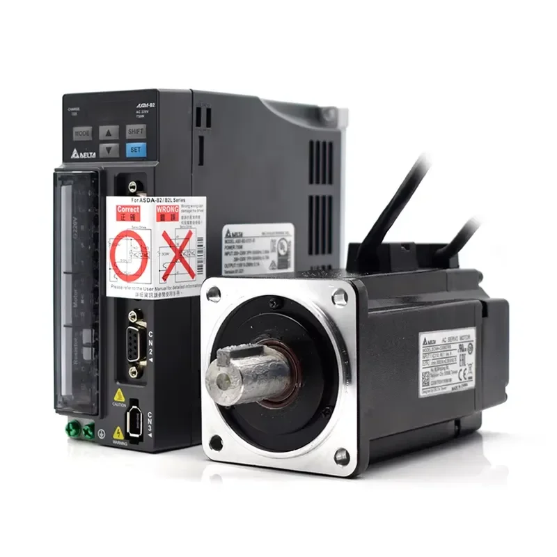 WaveTopSign 750W AC Servo Motor Driver Kits B2 Series 2.39N.m 5.1A 3000rpm ASD-B2-0721-B+ECMA-C20807RS with Cable