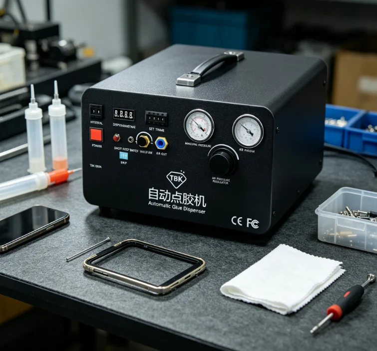 Automatic Glue Dispenser 983A Built‑in Air Compressor, High Precision for Phone Mobile Phone Screen Frame Repair Refurbishment