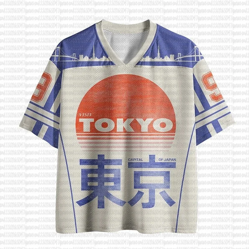 2026 New Jersey Sport-Kurzarm-T-Shirt, V-Ausschnitt Kurzarm-T-Shirt, Y2K Sport-Mode 3D-Druck Schnelltrocknendes Trikot