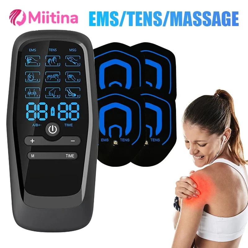 

EMS Muscle Massager 9 Mode TENS Dual Pulse Acupuncture Physiotherapy Neck Back Stimulation Massage Pain Relief Electrostimulator