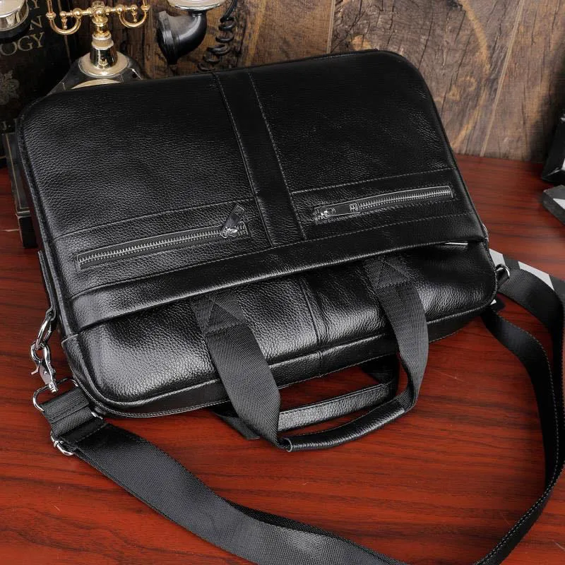 High Quality Briefcase for Men Genuine Leather Handbag Male Business Laptop Bag Large Men\'s Leather Shoulder Messenger Bag Totes