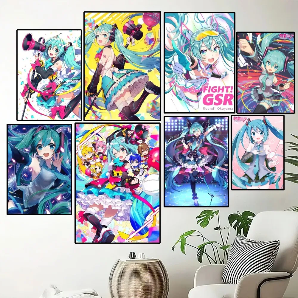 Bilibili H-Hatsune Miku Cute Poster Painting Wall Pictures For Living Room Decor Sticker