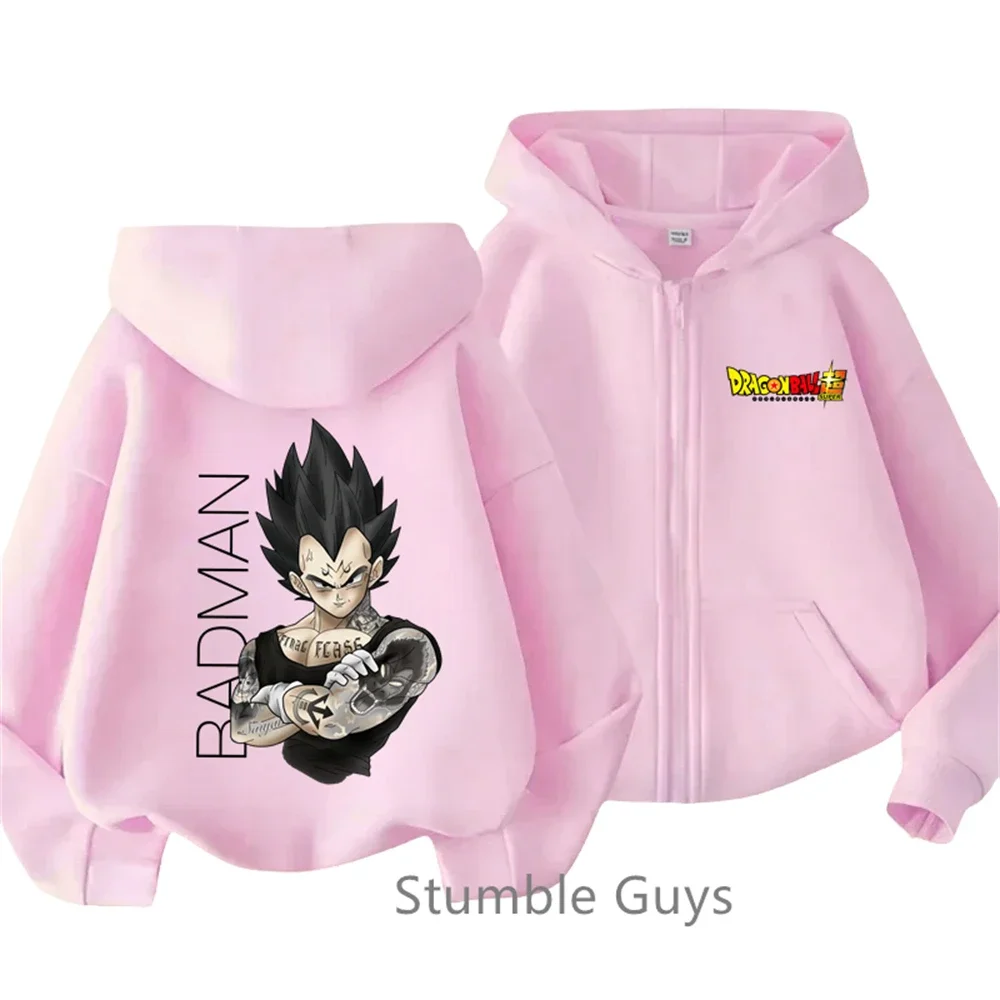 Dragon Ball Zipper felpa con cappuccio abbigliamento bambini primavera autunno bambini Anime felpa Cartoon Teen Kakarotto Vegeta Saiya felpa