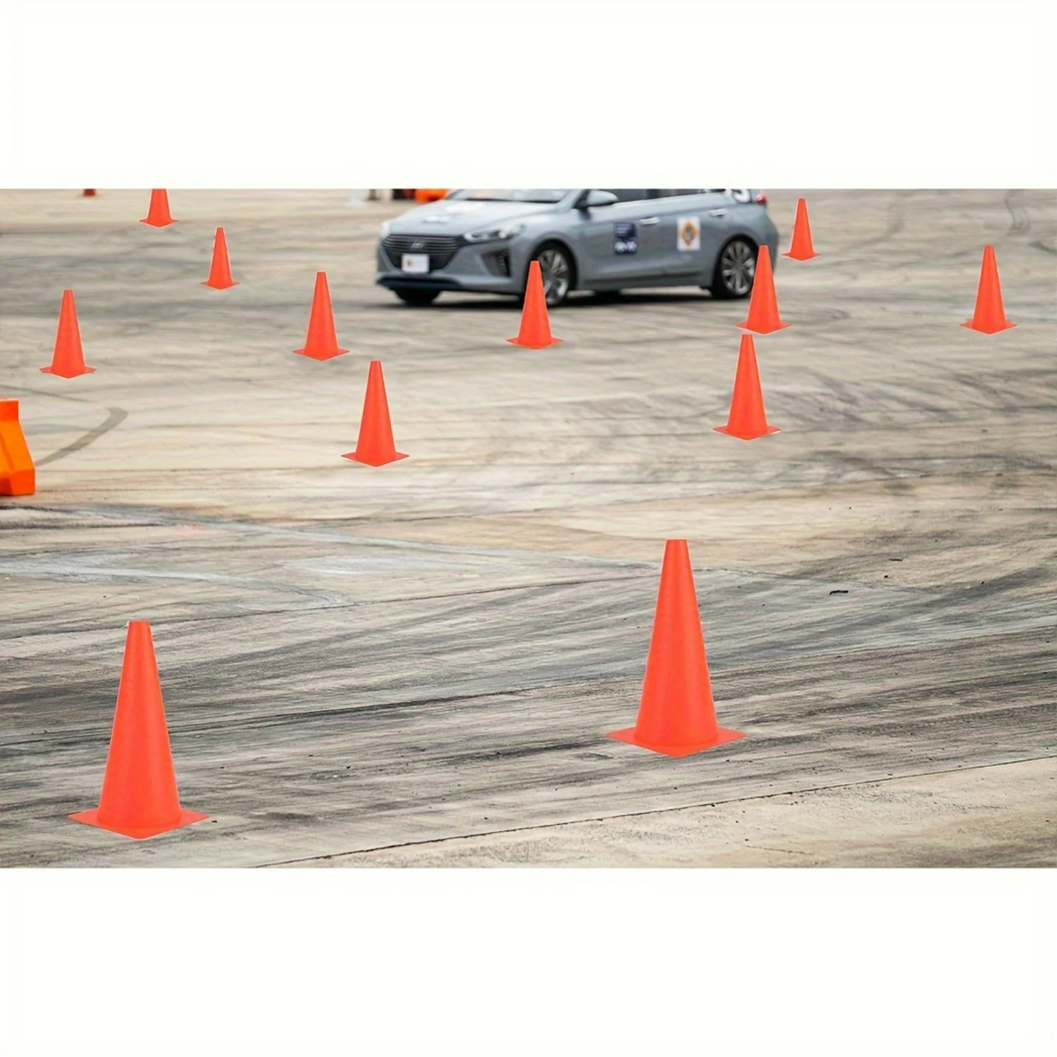 Cones de treinamento de tráfego de plástico, durável, laranja e verde, 12 peças, 12 unidades, para futebol, basquete, brocas de futebol, cones de estacionamento de segurança