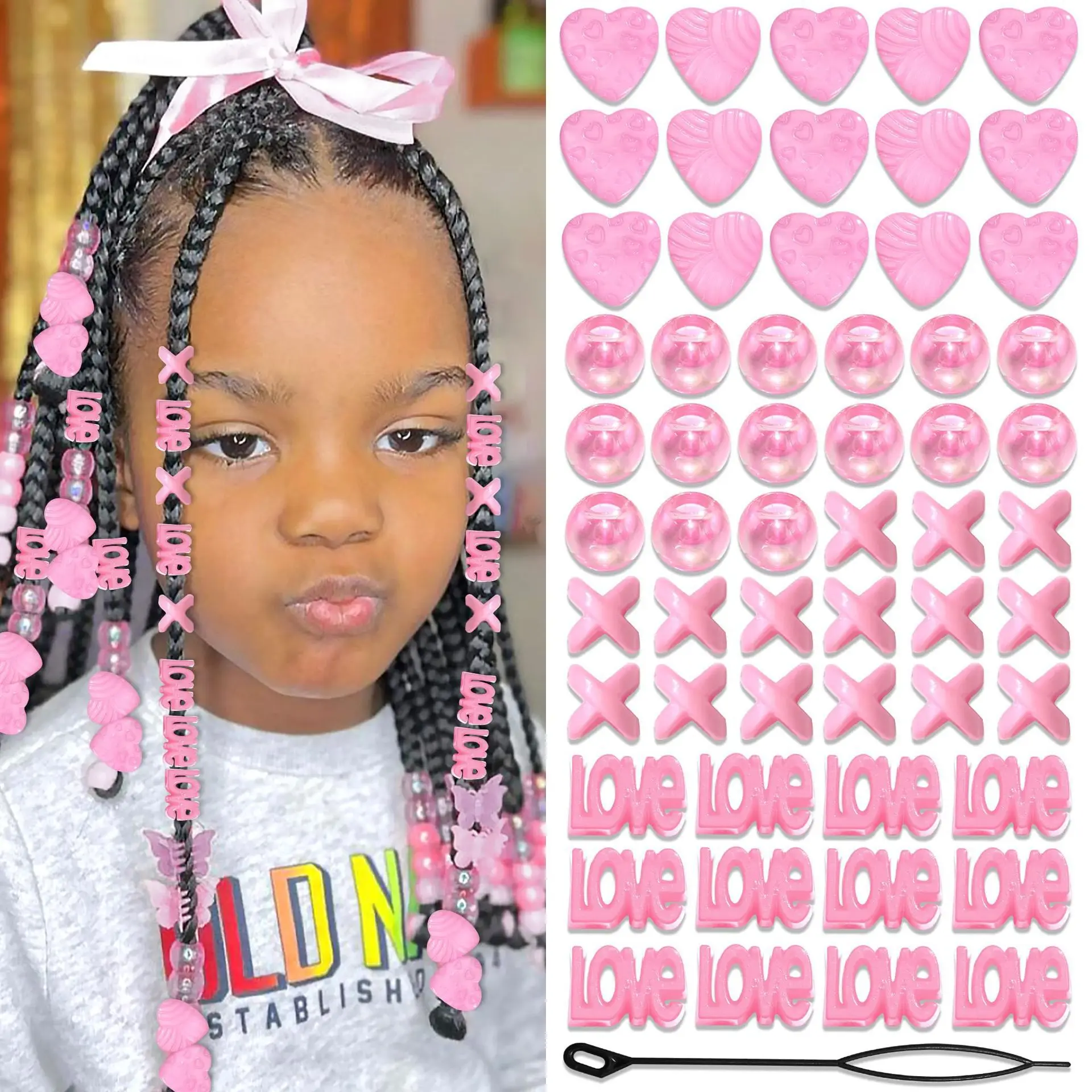 

Acrylic Hair Beads 60pcs African Braid Accessories Dreadlock DIY Headwear Making Kit Euro Style Waterproof Non Toxic Home Party