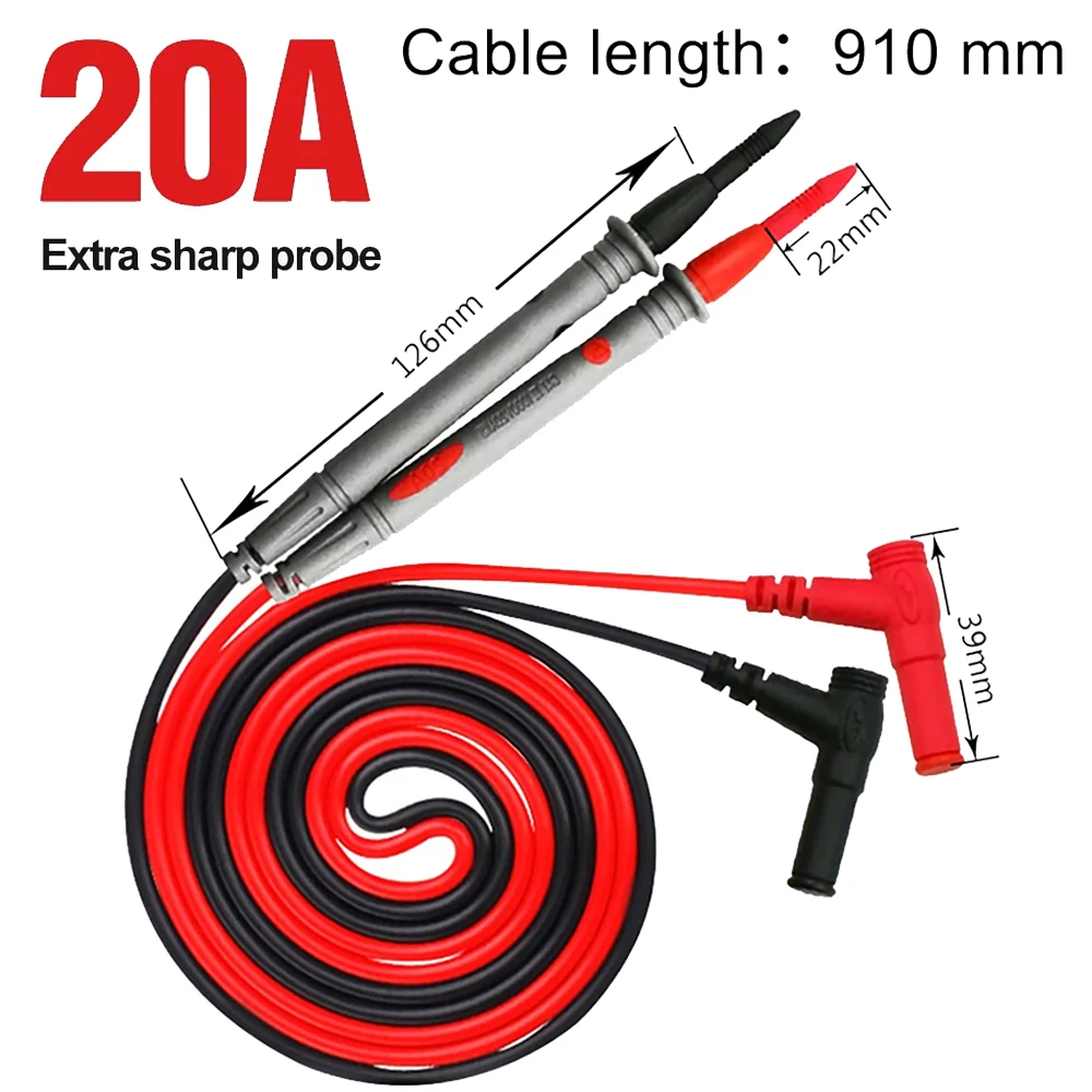 1 Paar universelle Prüfspitzen für Digitalmultimeter, Nadelspitzen-Messgerät, Multimeter-Tester, Messleitung, Prüfkabel, 20A