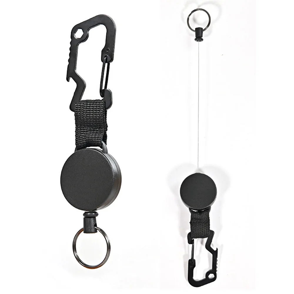 Recoil Belt ID Lanyard Retractable Pull Karabiner Opener Badge Holder Clip Badge Reel Key Ring Clips Keychain