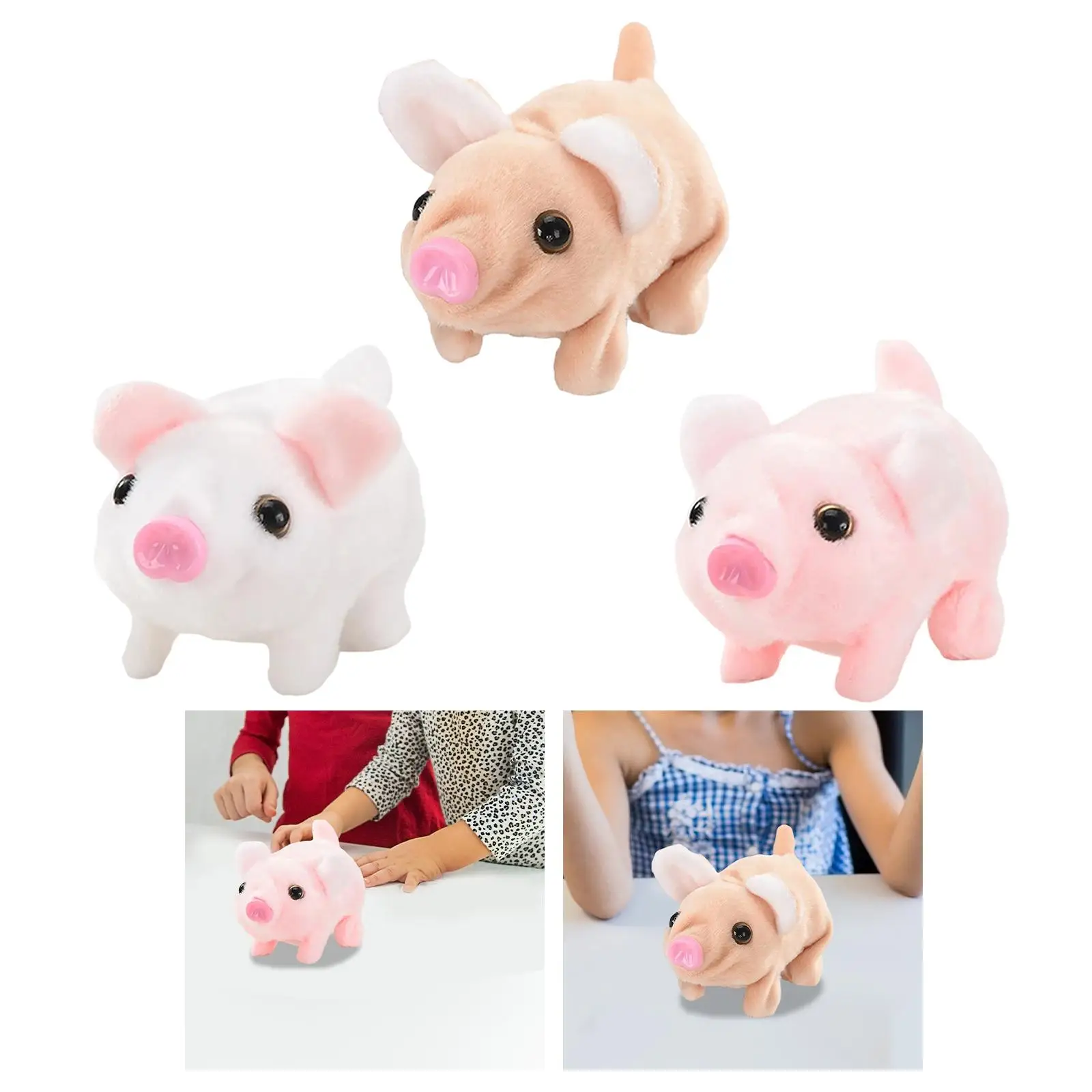 Plush Pig Electronic Toy Animated Soft Realistic Cute Piggy Moving Mouth Can Walk Make Sound for Children Kids Birthday Gift