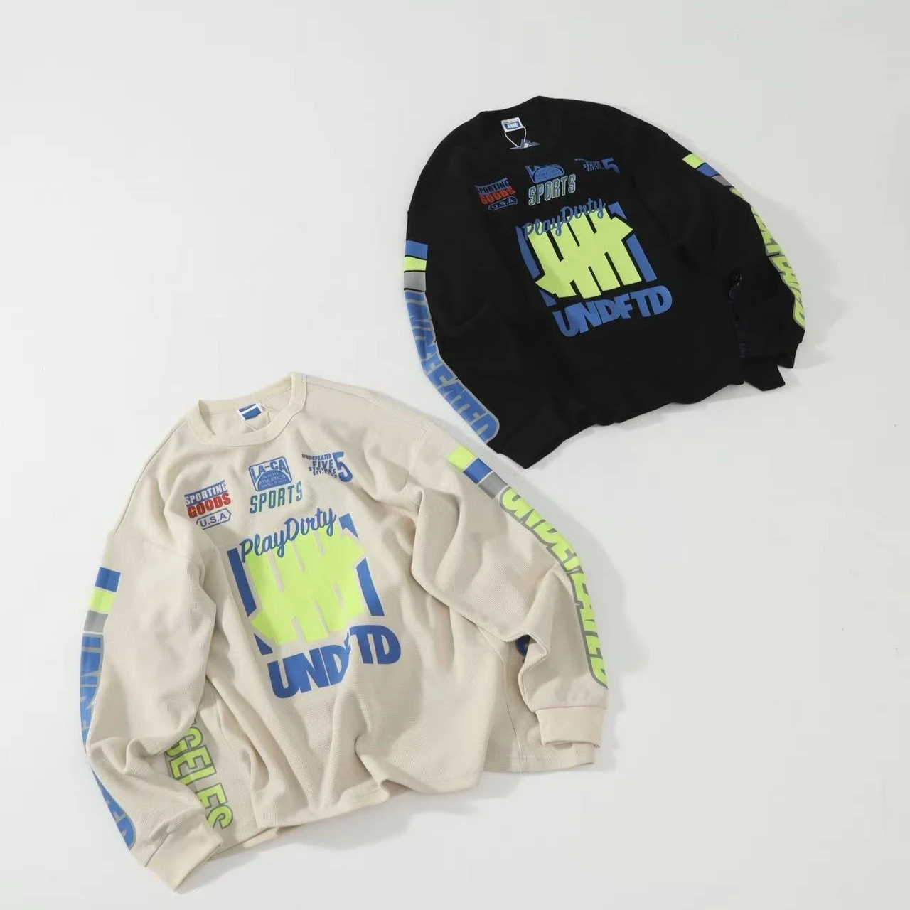 UNDEFEATED Five-Strike Waffle Knit Moto Long Sleeve | Breathable Micro-Grid Biker Shirt | Soft Sweat-Wicking Streetwear Top