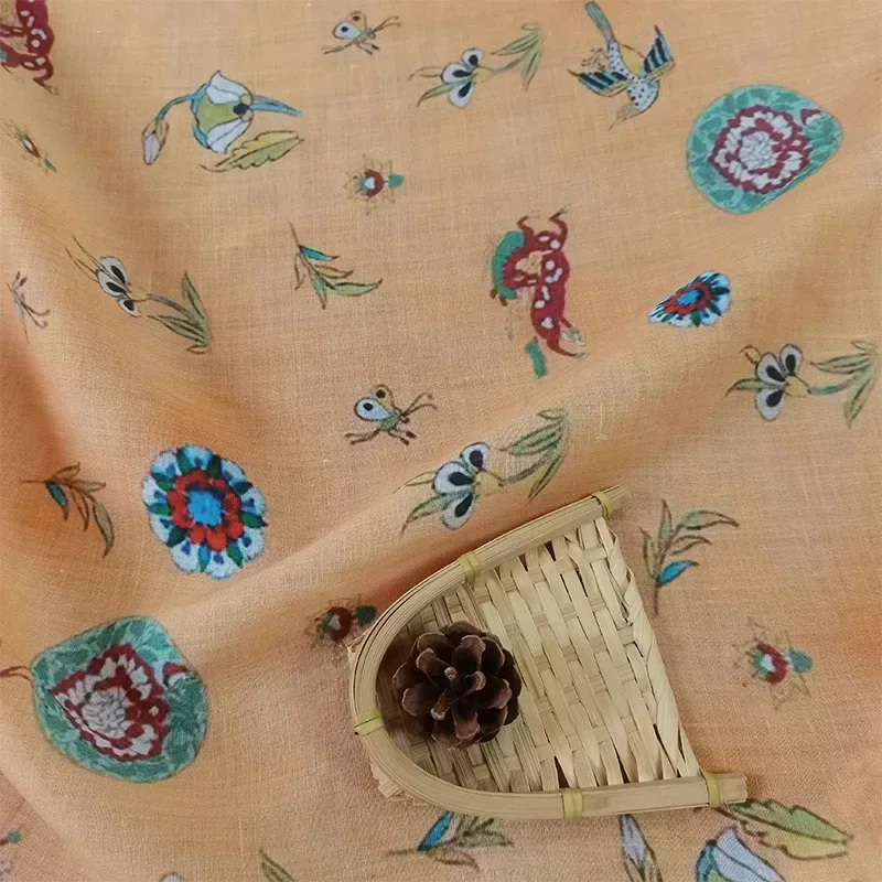 

50cm high quality natural pure ramie summer light robe linen fabric dress Long skirt Breathable Tissu Diy sewing wholesale 2024