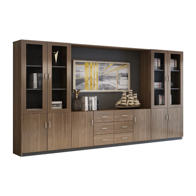 

Office furniture file cabinets, wooden glass high cabinets, office bookcases, simple modern data cabinets, background cabinets