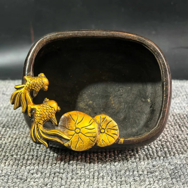 Four treasures of the scholar: calligraphy supplies, pen washer, pen rest, water dish, ink container, ink dish, ink box Antique