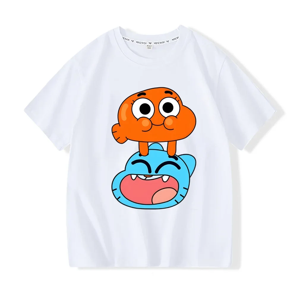 The Wonderfully Weird World of Gumball Summer T-Shirt Trend Cartoon Print T Shirt Kawaii Boys Cartoon Short Sleeve T Shirt