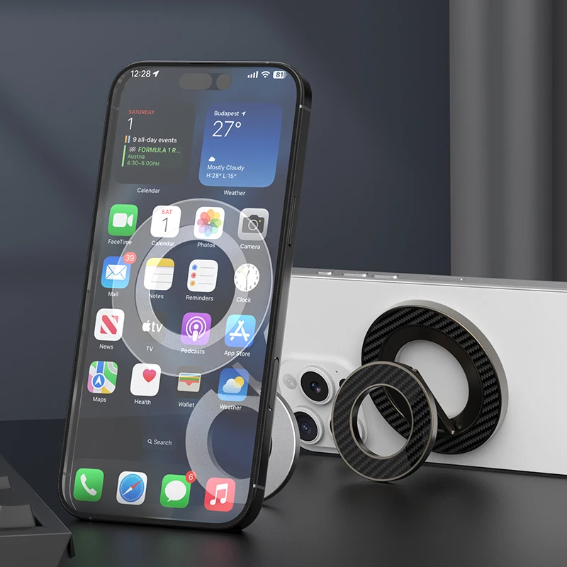 

Mobile Phone Double-side Magnetic Bracket for Magsafe Metal Finger Ring Magnet Stand Portable Folding Holder for iPhone Samsung