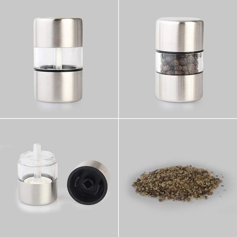 Portable Manual Salt Pepper Grinder Stainless Steel Mini Mill Grinder For Herb Pepper Spice Rose Salt Kitchen Grinding Gadgets
