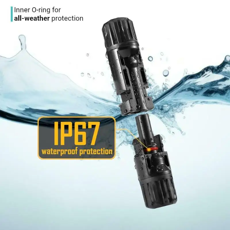 5 Pairs Solar Connectors Pure Copper Core Waterproof Flame Retardant Shell Outdoor Installation No Spark Safe Plug