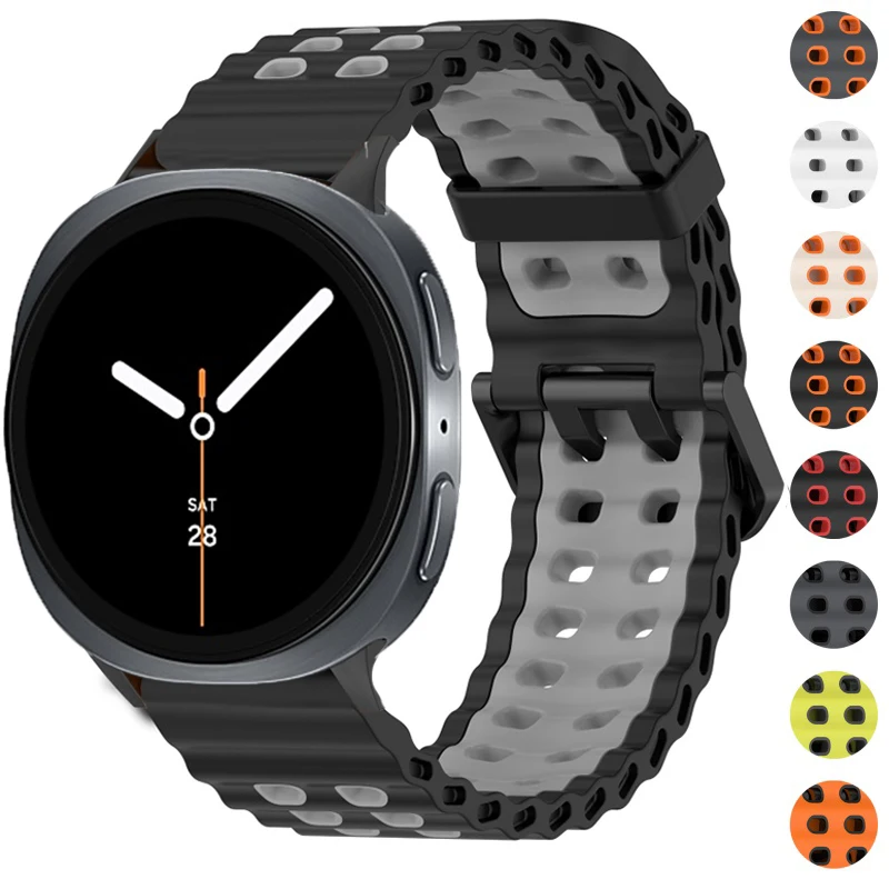 Sport-Silikonarmband für Samsung Galaxy Watch 8 44 mm 40 mm Marine-Band, atmungsaktives Armband, Galaxy 8 Classic 46 mm Herren- und Damenarmband