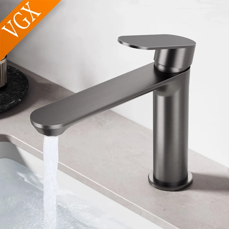 

VGX Bathroom Faucets Stainless Steel 304 Brushed Gold Basin Mixer Sink Faucet Gourmet Washbasin Tapware Hot Cold Water Tap Grey