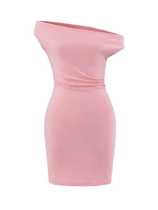 ชุดเดรสทรงเข้ารูปแบบพันรอบตัว ดีไซน์เปิดไหล่ข้างเดียว สไตล์ลำลอง เหมาะสำหรับฤดูร้อน ฤดูใบไม้ผลิ และฤดูใบไม้ร่วง