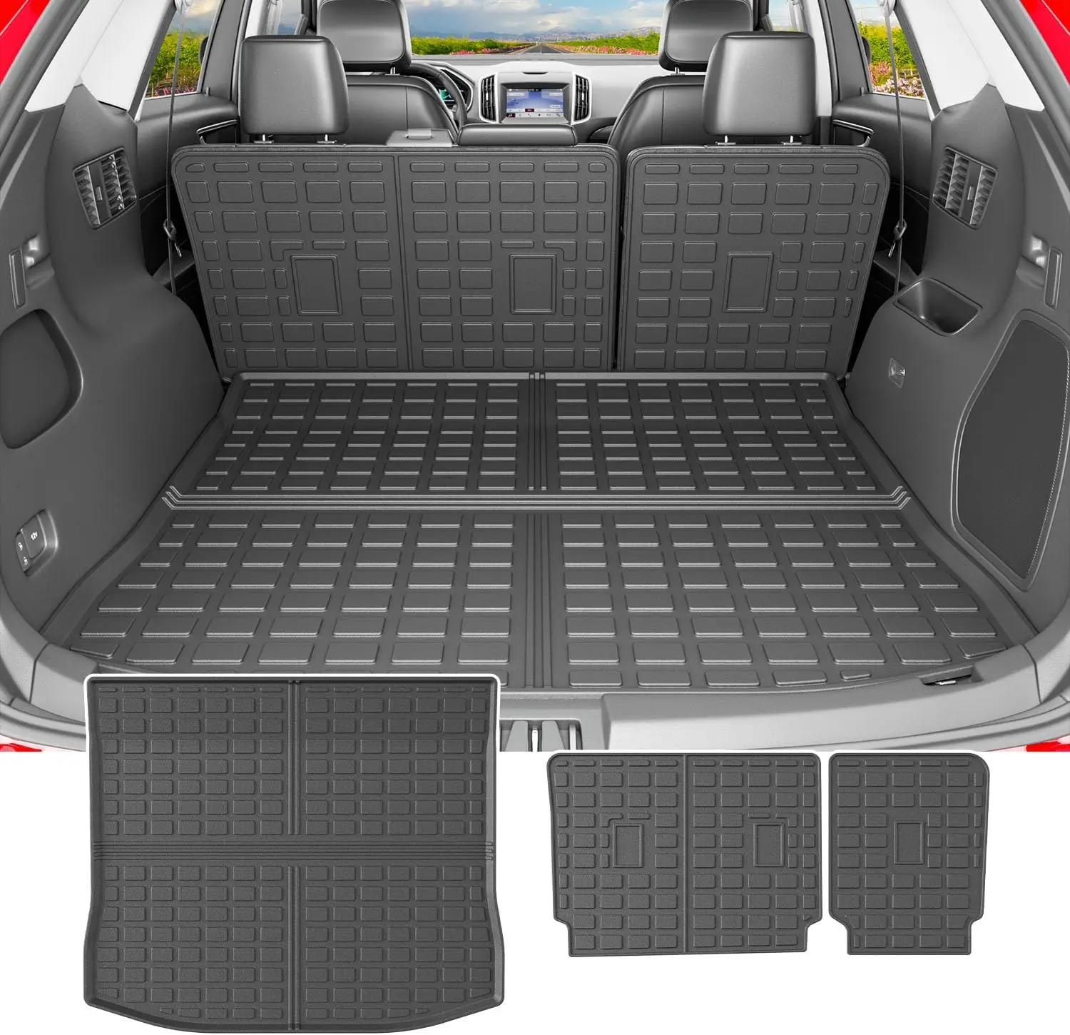 

Коврик TPE для багажника и спинок сидений для Ford Edge 2015-2024 (5-местные модели), защита багажника и сидений