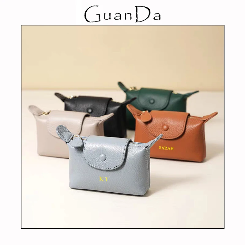 

Fashion Luxury Designer Coin Purse Genuine Leather Clutch Woman's Wallet Custom Initials Business Key ring Card Holder Coin Bag
