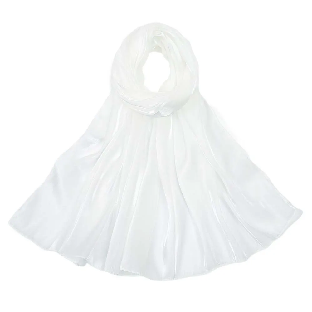 

Модный дышащий шифоновый хиджаб-шарф, длинный однотонный гладкий шелковый платок, солнцезащитный тонкий большой шарф из полиэстера для девочек