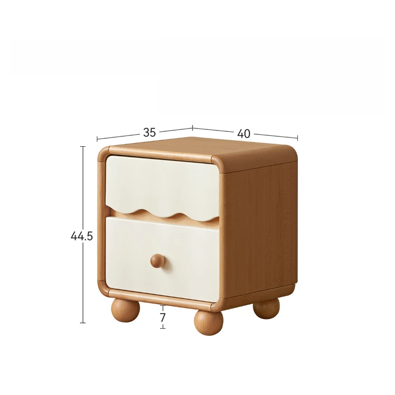

Solid wood children's bedside table Bedroom bedside small cabinet Log cream wind bedside cabinet