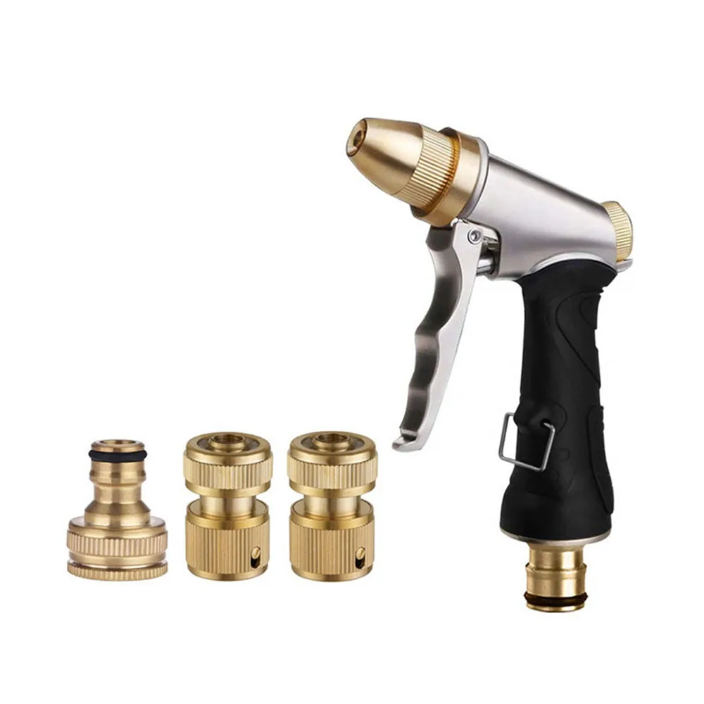 Garden Hose Nozzle 100% Heavy Duty Metal Spray Nozzle High Pressure Washer Gun with 4 Patterns for Garden Watering  Car Washing