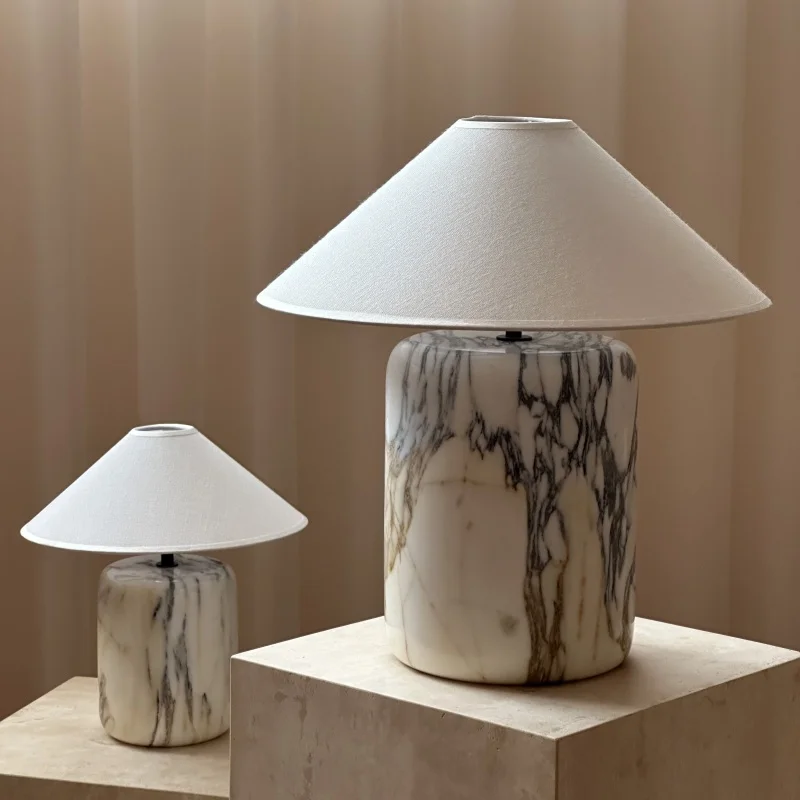 

Wabi Sabi Style Natural Marble Table Lamp Designer Villa Living Room Decoration Desk Lamp Hotel Bedroom Marble Lamp