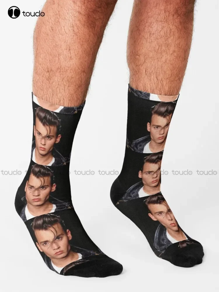 Young Johnny Depp Socks Soccer Socks Women Fashion Creative Leisure Funny Art Abstract Oil Painting Socks 360° Digital Print Art