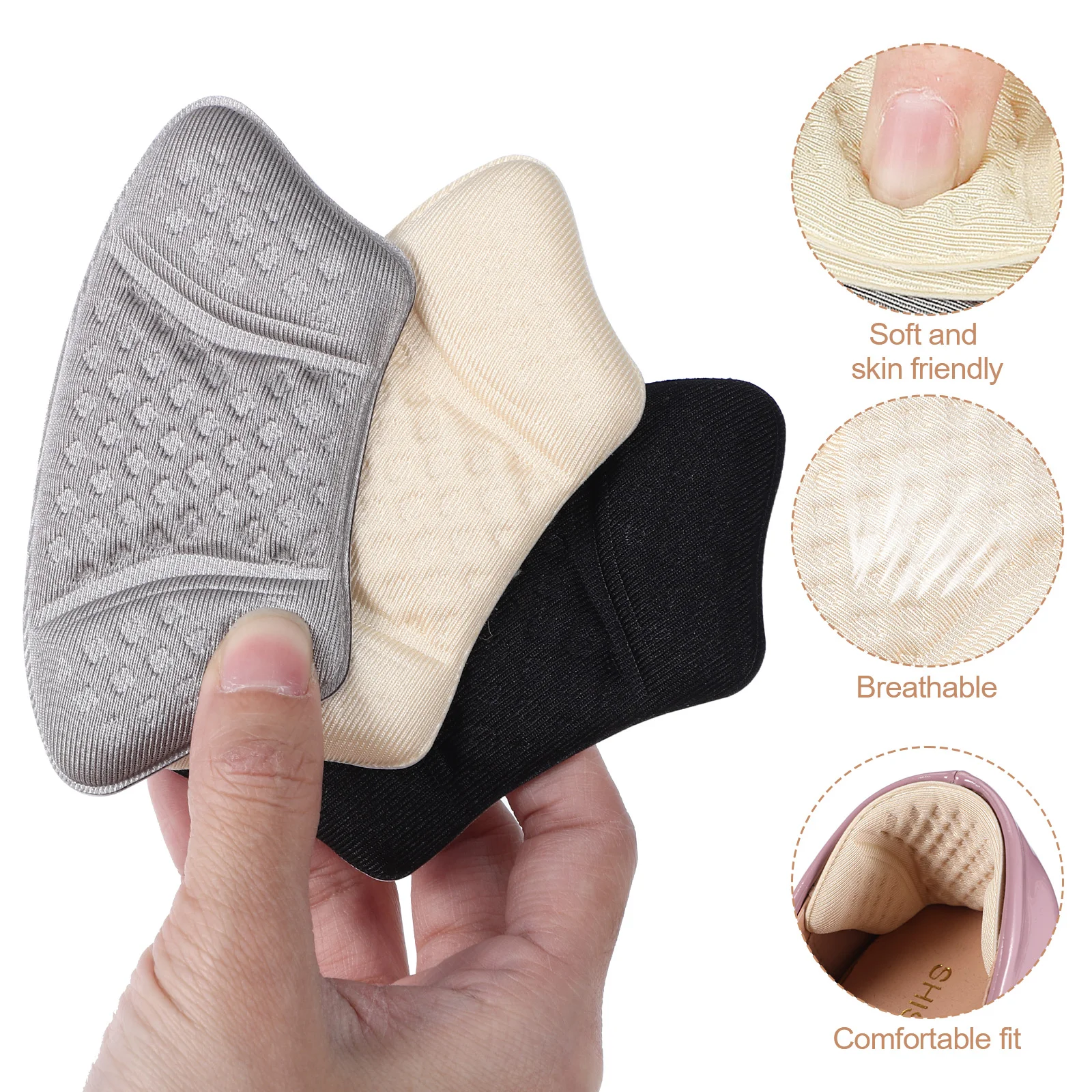 6 Pairs Anti-wear Heel Patch Shoe Cushion Women's Shoes Insole Blister Prevention Pads For Sponge