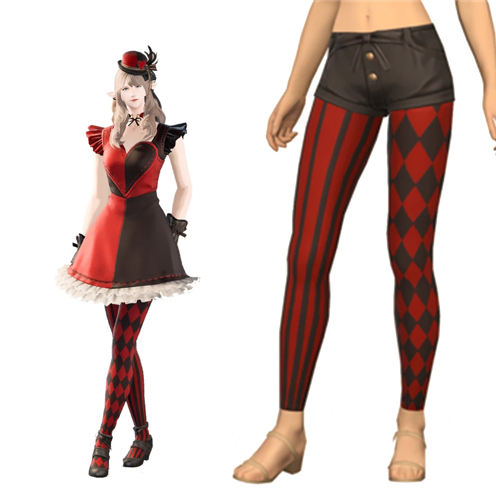 Game Final Fantasy XIV Valentione Rose Cosplay Costumes FF14 Printed Pants Leggings Tight Yoga Pants Elastic Sports Trousers