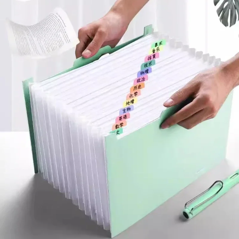 13 Grids File Bag Examination Paper Storage Multilayer File Folders Students with Classification Expansion Bag Office Supplies