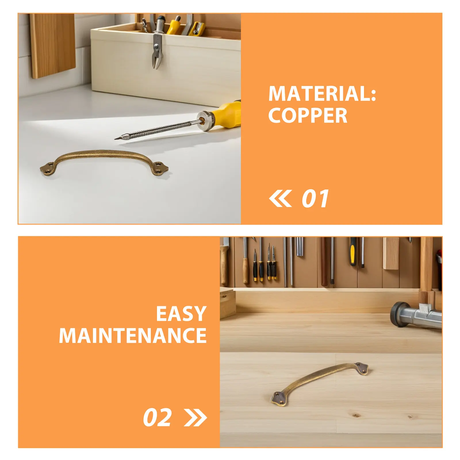 Copper Cabinet Handles Vintage Rustic Drawer Pulls for Dresser, Closet, Cupboard, Bathroom Vanity & Kitchen