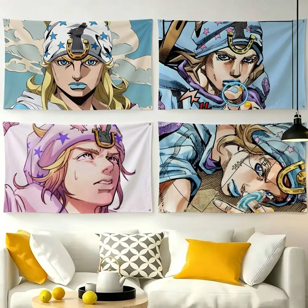 J-JOJOs J-Johnny J-Joestar  Flags Wall Hanging Tapestry Outdoor Garage Room Decorative flag Background Blanket