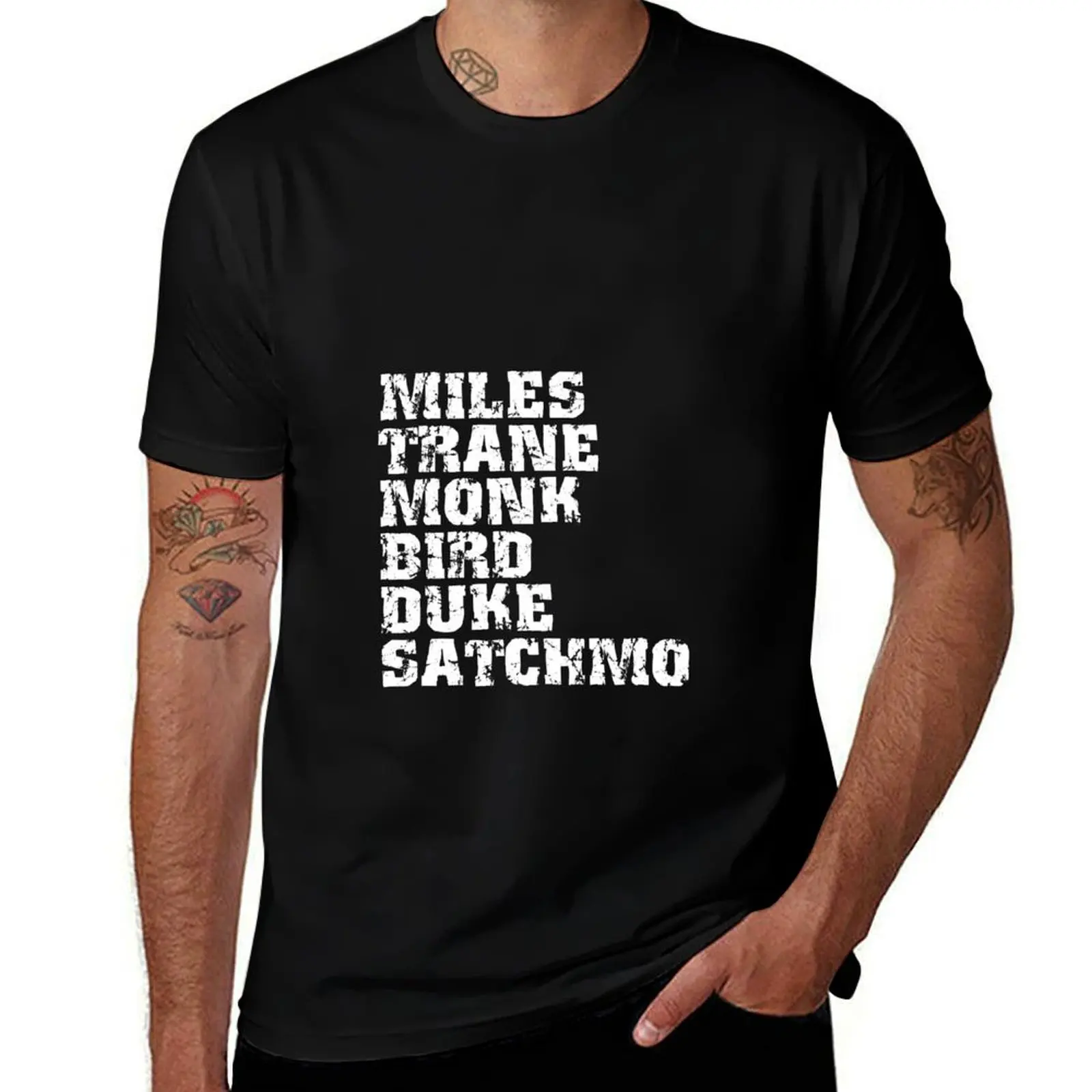 Famous Jazz Miles Coltrane Monk Parker Ellington Armstrong T-Shirt Functional Casual Short Sleeve Tee T-Shirt