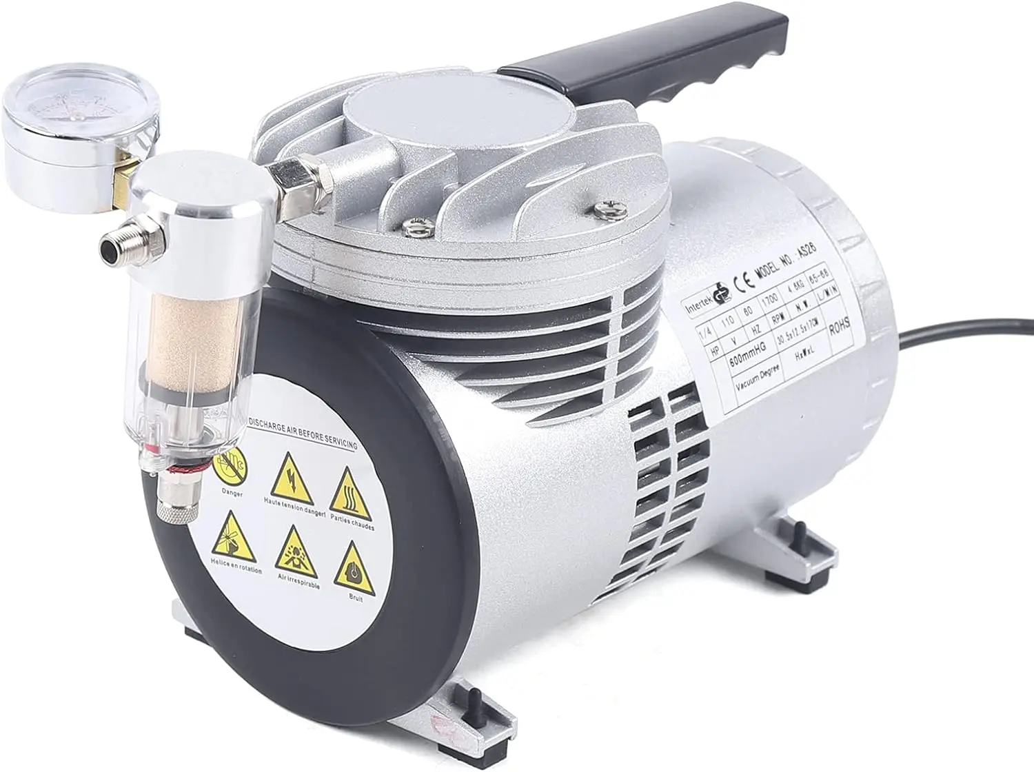 Imagem -02 - Bomba de Vácuo de Diafragma Oilless para Refrigerante Unidade Única Rotativa com Válvula Manual ar Condicionado Embalagem de Alimentos 110v 220v