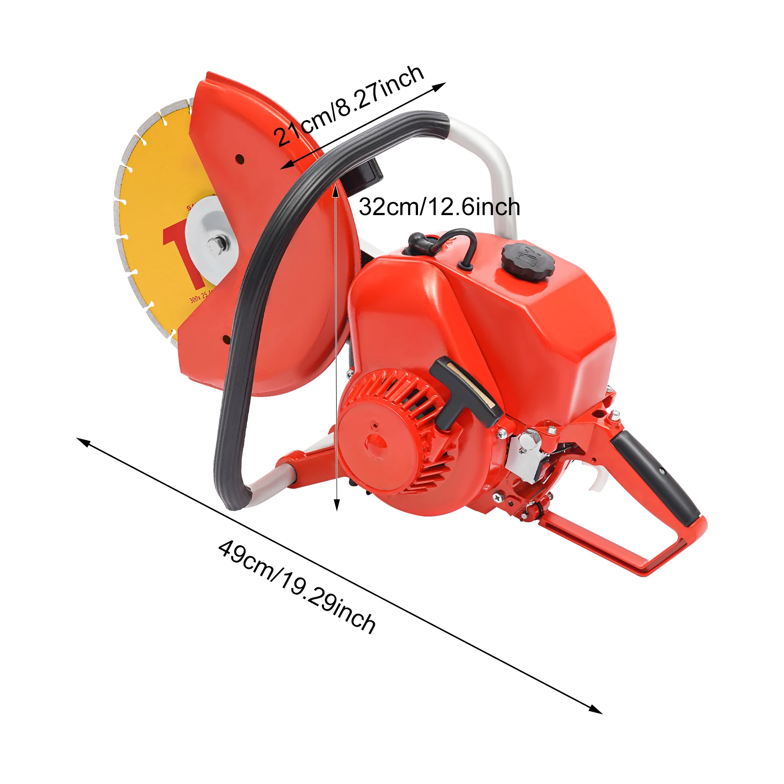 12Inch Gas Powered Concrete Cutter, Cut-Include Diamond Saw Blade with Tool Bag, Circular Saw for Concrete for Engineering