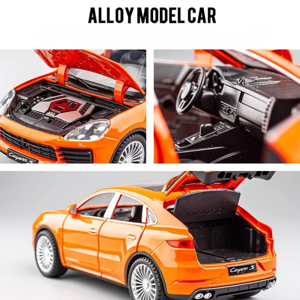 子供のためのカイエンのSUV車モデルおもちゃ、合金ダイキャストドア、オープンシミュレーション、音と光、車両モデル、誕生日プレゼント、1:24スケール