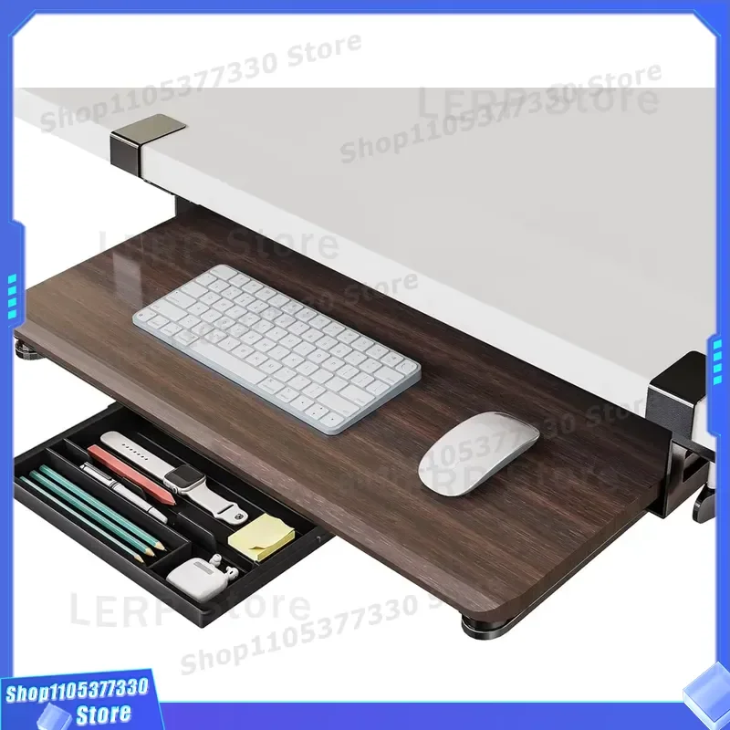 C Type Clip On Sliding Keyboard Mouse Tray Under Desk Mount Pull Out Drawer For Computer Typing Office Workspace Organizer