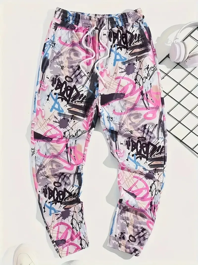 

The new men's trousers for Spring and Autumn 2025 are casual fashionable soft comfortable and simple with 3D letter prints