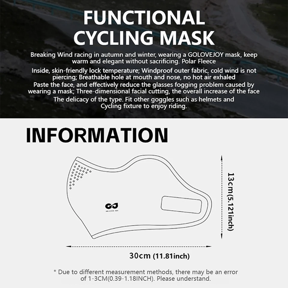 GTUBIKE Winter Neck Warmer Running Face Cover Fleece Skiing Cycling Sport Mask Reusable Men Motorcycle Hiking Neck Cover Scarf